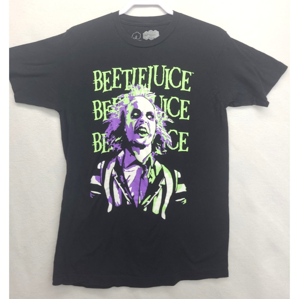 BEETLEJUICE BEETLEJUICE BEETLEJUICE Black T Shirt Official Size Medium